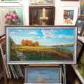 Картина. Сергей Савосин. Волжские просторы. Холст, масло. 50х100 см. Авторская живопись.