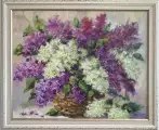 Картина. Никколова И.А. букет сирени. Холст, масло. 40х50 см. Авторская живопись.
