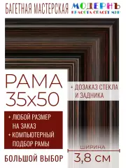 Рама багетная 35x50 для картин и зеркал - 3,8 см, классическая, пластиковая, с креплением, без стекла, М-9-2
