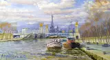 Картина. Александр Давыдов. Зима в Париже, холст, масло, 38х71 см. Авторская живопись.