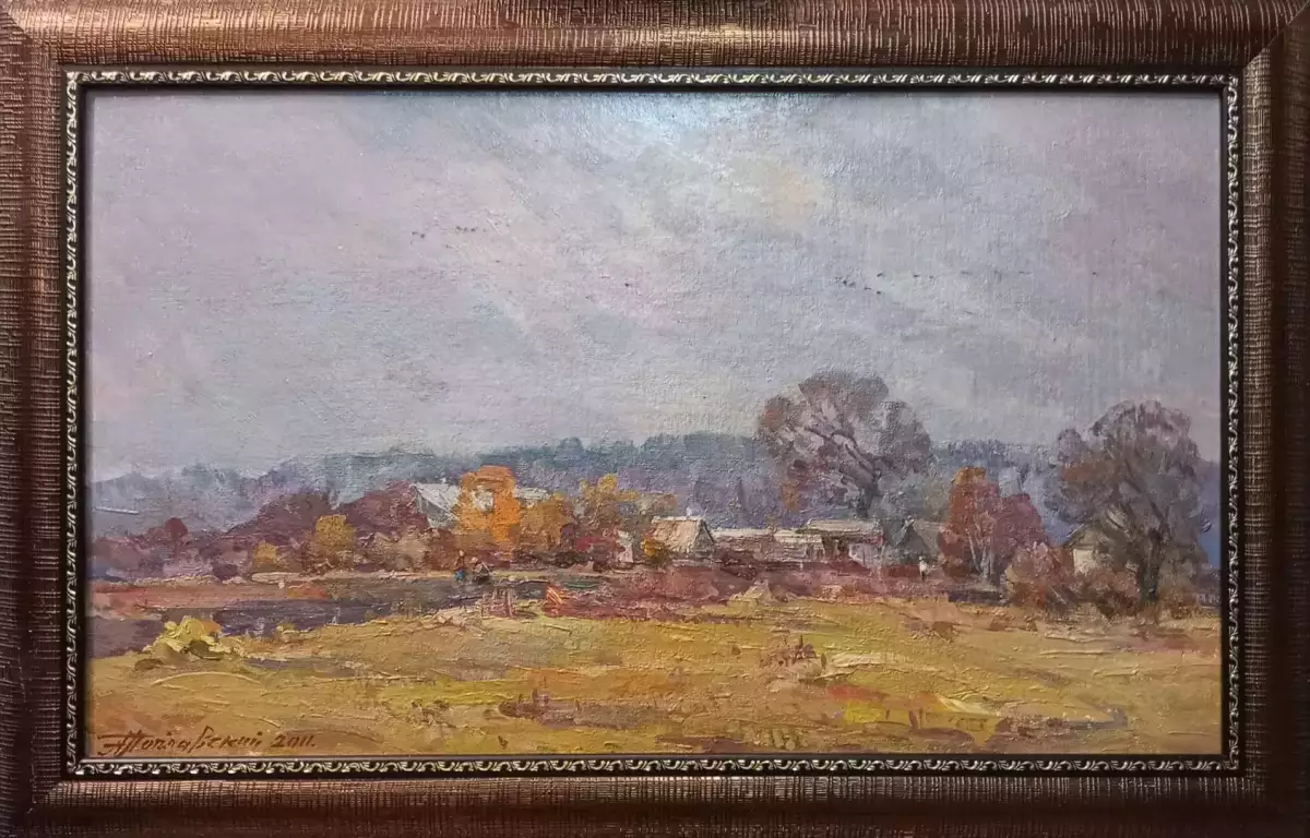 Картина. Александр Поплавский. Осенний сюжет. Холст, картон, масло. 30х50 см. Авторская живопись.