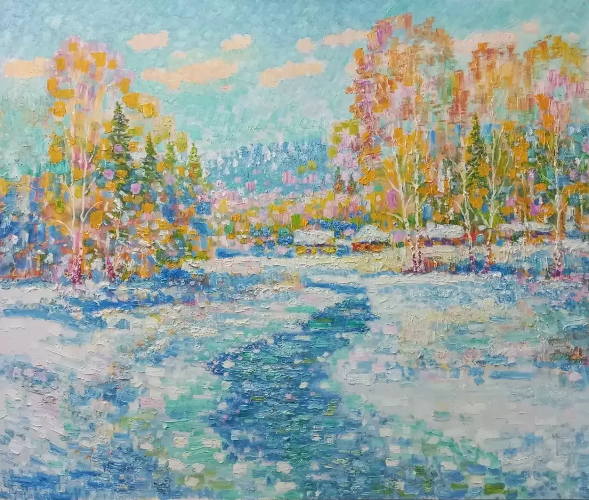 Картина. Сулеков Юрий  Апрель, оргалит, масло, 61х72. Авторская живопись.