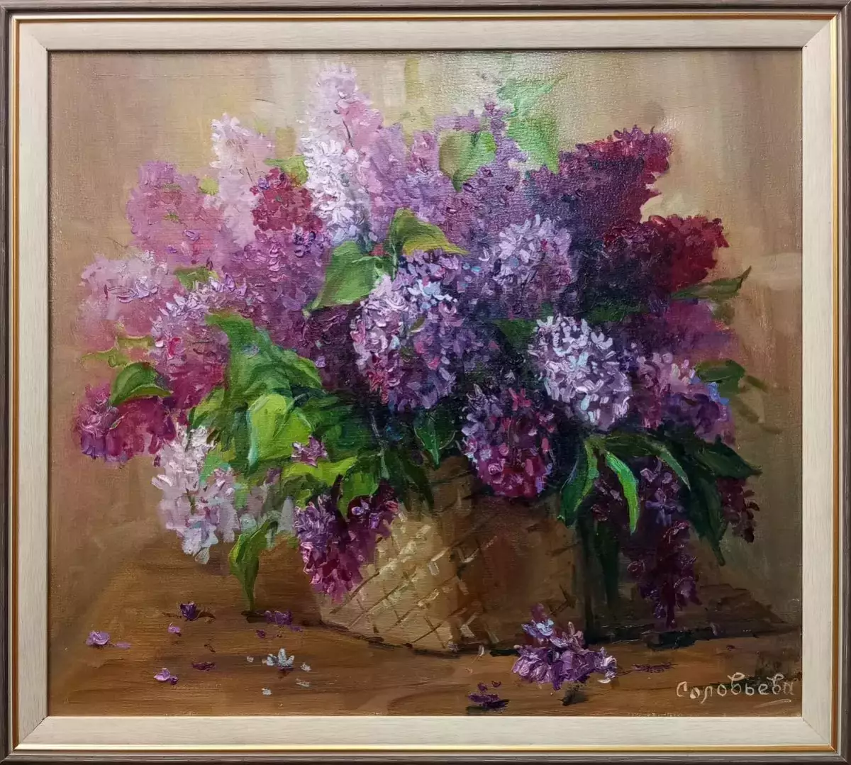 Картина. Светлана Соловьева. Букет сирени.  Холст, масло. 45х50 см. Авторская живопись.