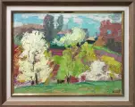 Картина. Юрий Болотов Сады цветут, холст, масло, 30х40. Авторская живопись