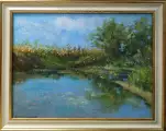 Картина. Лолита Серебрянская-Симонян Река Осередь, картон, масло, 30х40 см, габ. 38х48. Авторская живопись.