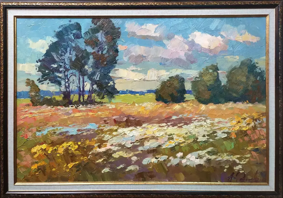 Картина. Александр Филиппов Цветущие поля августа, холст, масло, 40х60 см. Авторская живопись.