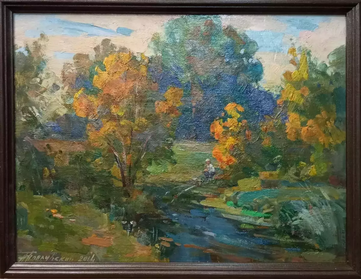 Картина. Александр Поплавский. Скоро осень. Картон, масло. 30х40 см. Авторская живопись.