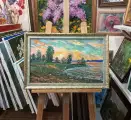 Картина. Сергей Савосин. Дон вечером, холст, масло, 30х50 см. Авторская живопись.