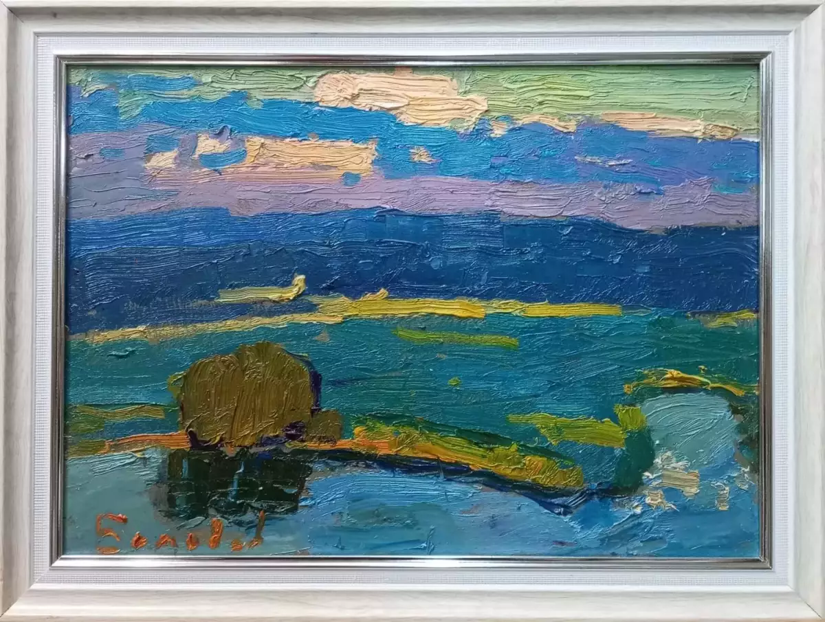 Картина. Юрий Болотов. День догорает. Холст, масло. 25х35 см. Авторская живопись