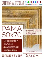 Рама багетная 50x70 для картин и зеркал - 5,6 см, классическая, пластиковая, с креплением, без стекла, М-10-3