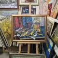 Картина. Оксана Смотрова. Натюрморт со скумбрией. Картон, масло. 49х65 см. Авторская живопись.