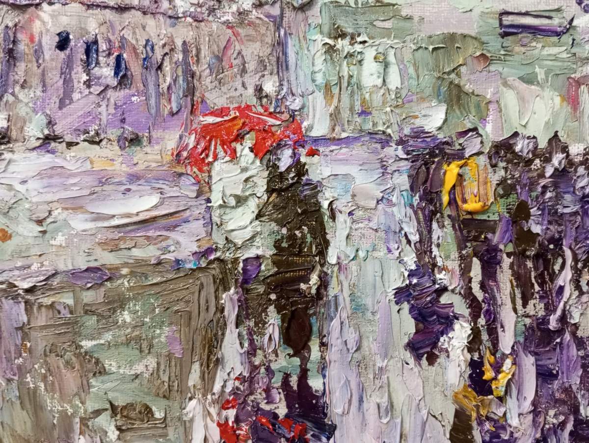 Картина. Инна Москалева. Дождливый день. Холст, картон, масло. 20х30см. Авторская живопись.