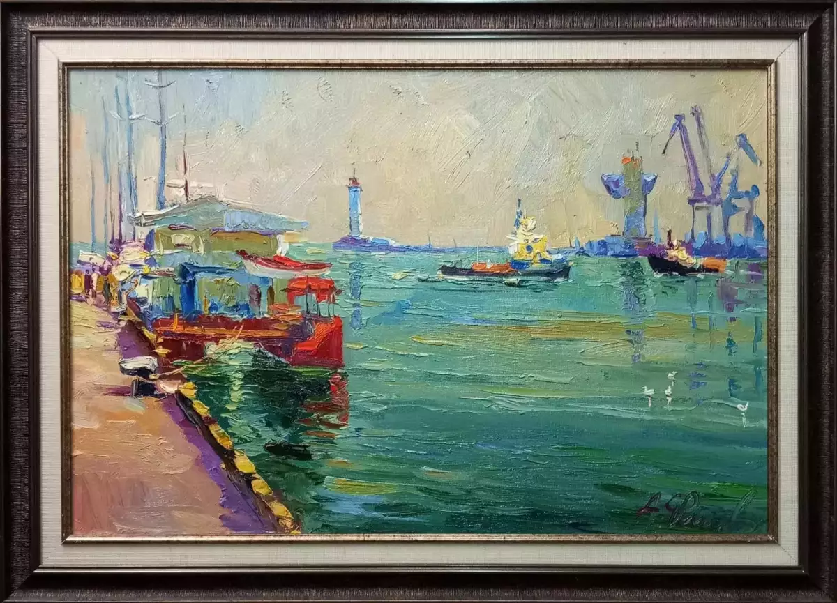 Картина. Александр Филиппов. Порт Одесса. Холст, масло. 40х60 см. Авторская живопись.