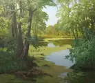 Картина. Виктор Довбенко. У озера. Холст, масло. 70х80 см. Авторская живопись.