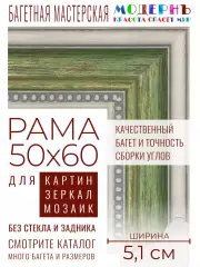 Рама багетная 50x60 для картин и зеркал - 5,1 см, классическая, пластиковая, с креплением, М-13-2