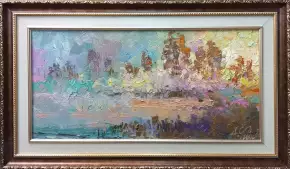 Картина. Александр Филиппов. Туманное утро. Холст, масло. 25х50 см. Авторская живопись.
