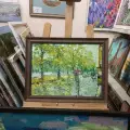 Картина. Инна Москалева. Под дождем. Холст, картон, масло. 30х40 см. Авторская живопись.