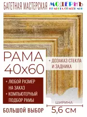 Рама багетная 40x60 для картин и зеркал - 5,6 см, классическая, пластиковая, с креплением, без стекла, М-10-3