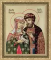 Гобелен в раме. Икона Петра и Февронии. 39х34 см