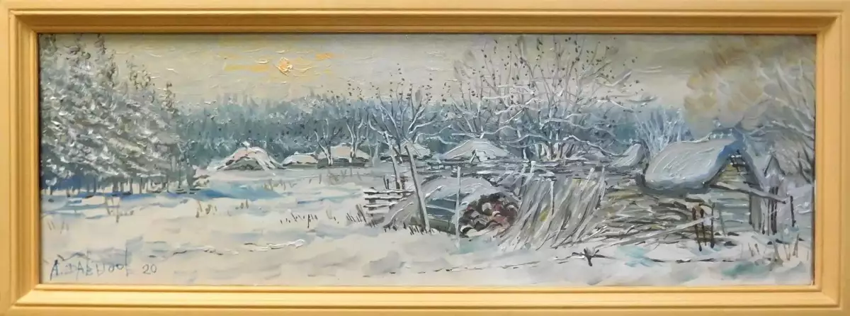 Картина. Александр Давыдов. Март,  холст, масло, 28х87 см. Авторская живопись.