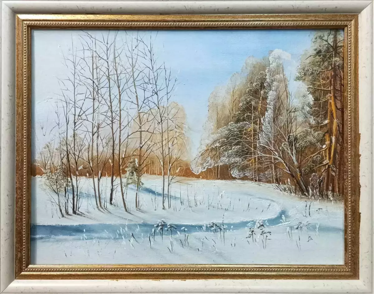 Картина. Беляев Владимир Зима, холст, масло 30х40 см. Авторская живопись