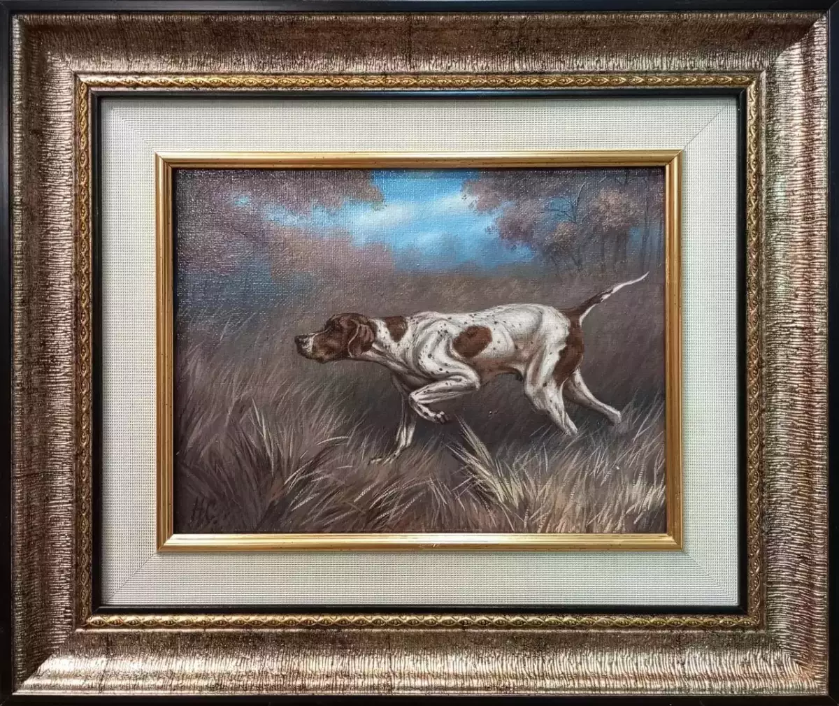 Картина. Сергей Нелюбин. Охота. Хослт, масло. 18х24 см. Авторская живопись.