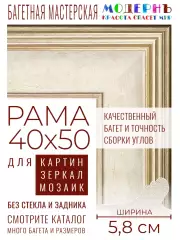 Рама багетная 40x50 для картин и зеркал - 5,8 см, классическая, пластиковая, с креплением, М-5-1