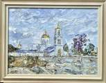 Картина. Инна Москалева. Воронеж, у Покровского собора. Холст, картон, масло. 30х40см. Авторская живопись.