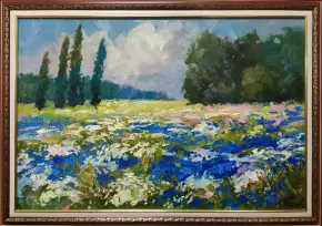 Картина. Александр Филиппов Цветущие поля июля холст, масло, 40х60 см, габ. 48х68 см. Авторская живопись.