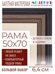 Рама багетная 50x70 для картин и зеркал - 6,4 см, классическая, пластиковая, с креплением, без стекла, М-34-2