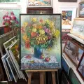 Картина. Сергей Савосин. Букет в синей вазе. Холст, масло. 80х60 см. Авторская живопись.