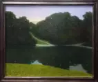 Попов Дмитрий. Пейзаж с заходящим солнцем. Холст, масло. 36х44 см. Авторская живопись