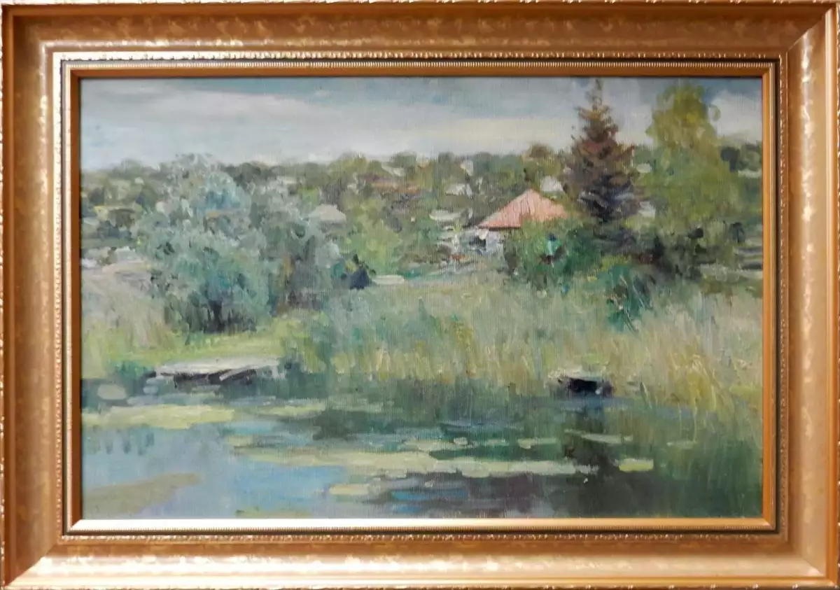 Картина. Евгений Щеглов У озера, холст, масло, 40х60 см. Авторская живопись.