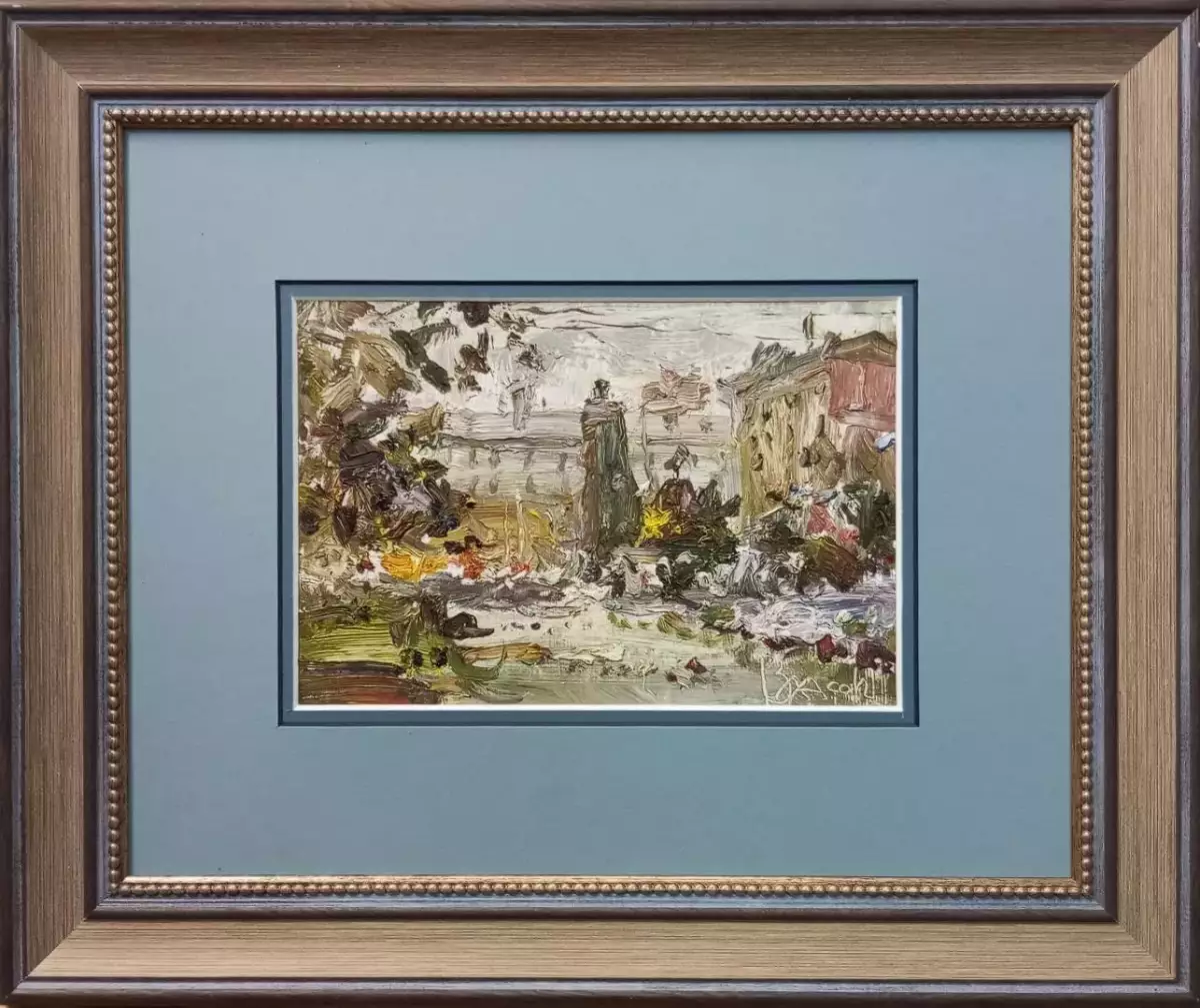 Картина. Владимир Власов. Воронеж, Кольцовский бульвар, памятник А.В. Кольцову. Картон, масло. 15х19 см. Авторская живопись.