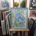 Картина. Инна Москалева. Голубая нота. Картон, масло. 45х35 см. Авторская живопись.