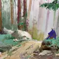 Картина. Леонид Куйкин Путник, холст, картон, масло, 35х50 см. Авторская живопись.