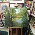Картина. Виктор Довбенко. У озера. Холст, масло. 70х80 см. Авторская живопись.