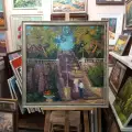 Картина. Александр Филиппов. Каменная лестница в Таганроге. Холст, масло. 70х70 см. Авторская живопись.