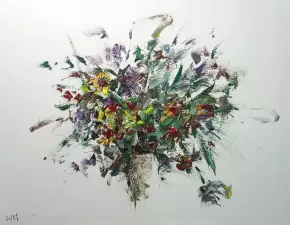 Картина. Инна Москалева. Цветы запоздалые. Холст, масло. 70х90 см. Авторская живопись.