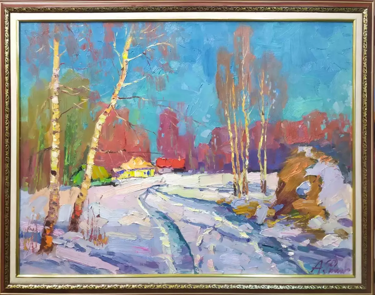 Картина. Александр Филиппов Предчувствие весны, холст, масло, 45х60 см. Авторская живопись.