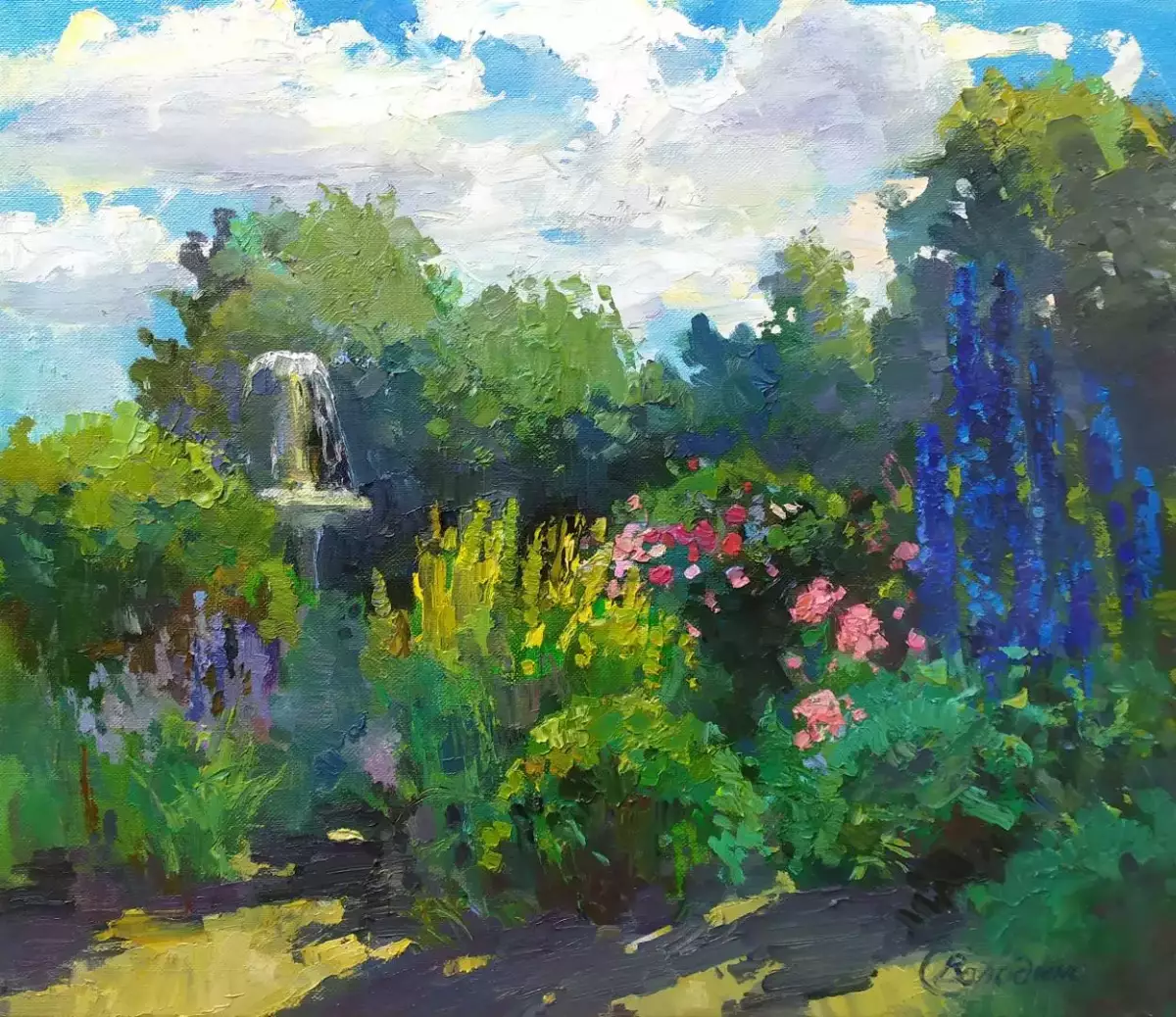 Картина. Светлана Володина Летний сад холст, масло, 45х52 см. Авторская живопись.