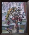 Картина. Надежда Кущева Зимние цветы, картон, масло, 48х38 см. Авторская живопись.