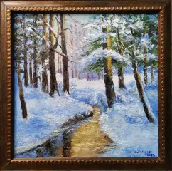 Картина. Стефан Домусчи Этюд г. Борисогебск, холст, масло, 40х40 см. Авторская живопись.