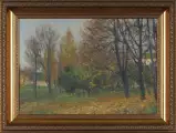 Картина. Евгений Щеглов Парк осенью. Константиново, картон, масло. 34х50 см. Авторская живопись.