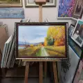 Картина. Стефан Домусчи.Золотая осень. Холст, картон, масло. 40х60 см. Авторская живопись.
