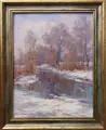 Картина. Александр Поплавский. Саврасовский пейзаж. Картон, масло. 40х30 см. Авторская живопись.