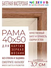 Рама багетная 40x50 для картин и зеркал - 3,7 см, классическая, пластиковая, с креплением, М-16-1