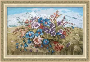 Гобелен в раме. Горный букет. 42х62 см, 822-091