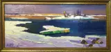 Картина. Александр Филиппов Вечернее солнце Белого моря, холст, масло, 30х70 см. Авторская живопись.