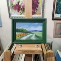 Картина. Анна Письменскова (Зайцева). По дороге с облаками. Картон, масло. 10х15 см. Авторская живопись.